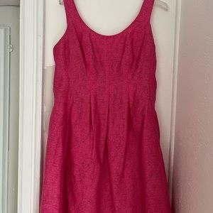 Nine West Hot Pink Fit & Flare Pleaded Sleeveless Dress